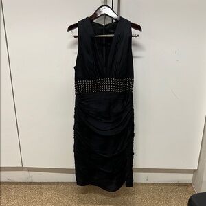 Black Ruched Embellished Sheath Dress